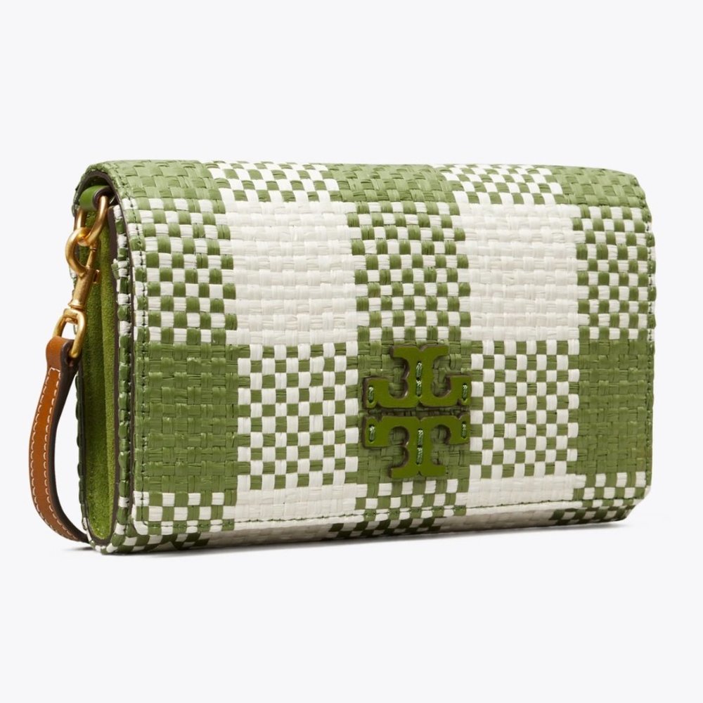 NWT TORY BURCH Mcgraw Woven Plaid Wallet Crossbody Bag "STILL IN PLASTIC"